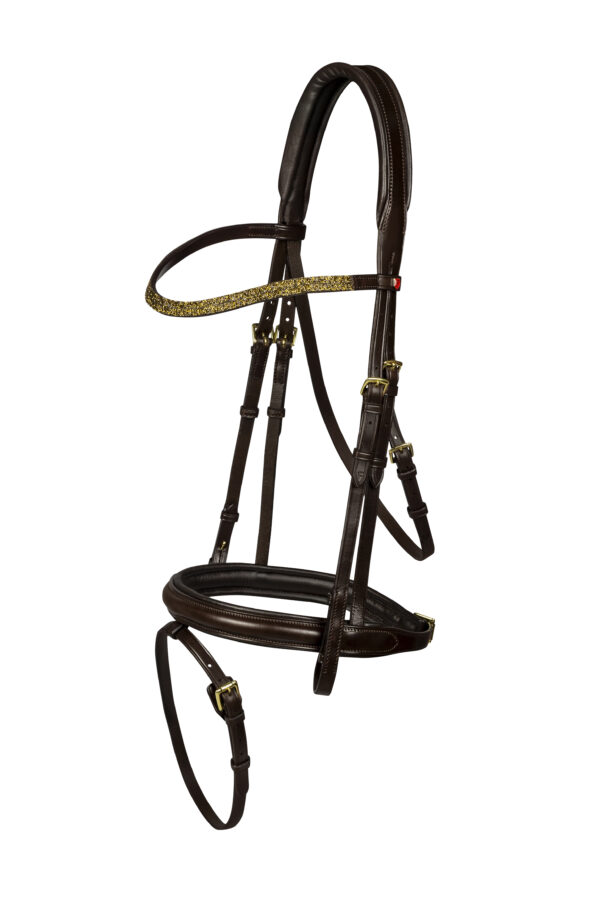 Ogłowie Equinox brąz złoty naczółek